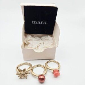 New Avon Mark mix match stack gold finish trio rings fit 6-7